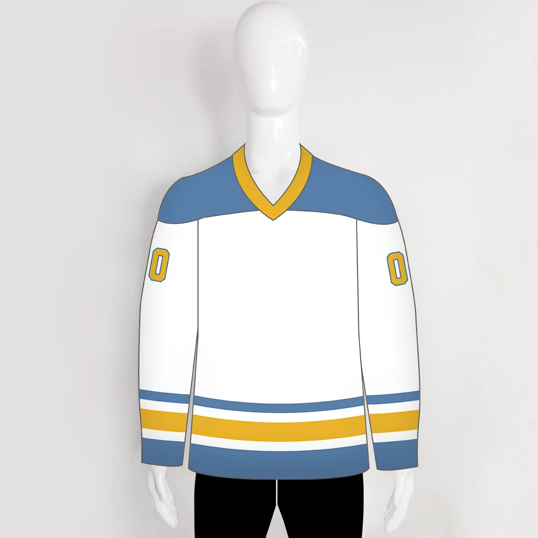 YS64 White/Blue/Gold Custom Ice Roller Hockey Jerseys Design 1 YS64 White/Blue/Gold Custom Ice Roller Hockey Jerseys Design