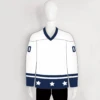 YS65 White/Navy Sublimated Hockey Jerseys Custom Design