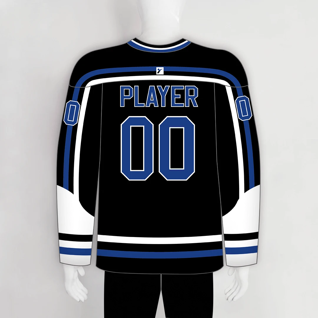 YS69 Black/White/Blue Custom Ice Roller Hockey Jerseys Design 2 YS69 Black/White/Blue Custom Ice Roller Hockey Jerseys Design - Image 2
