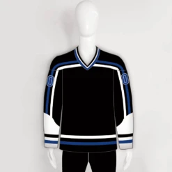 YS69 Black/White/Blue Custom Ice Roller Hockey Jerseys Design
