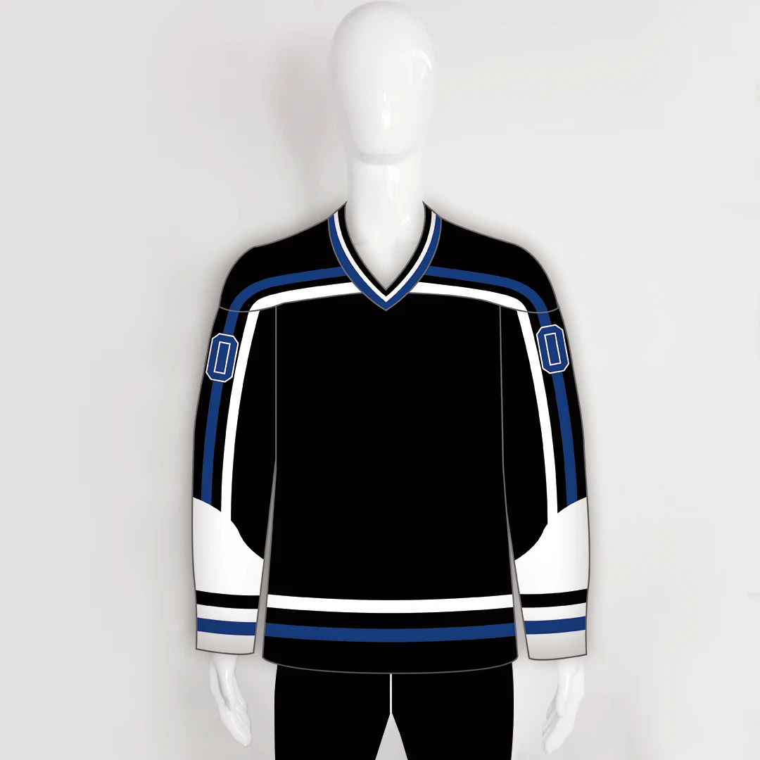 YS69 Black/White/Blue Custom Ice Roller Hockey Jerseys Design 1 YS69 Black/White/Blue Custom Ice Roller Hockey Jerseys Design