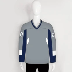 YoungSpeeds Shop 10 YS75 Grey/Navy/White Custom Ice Roller Blank Hockey Jerseys