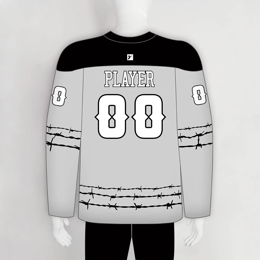 YS78 Grey/Black Sublimated Custom Blank Ice Roller Hockey Jerseys 2 YS78 Grey/Black Sublimated Custom Blank Ice Roller Hockey Jerseys - Image 2
