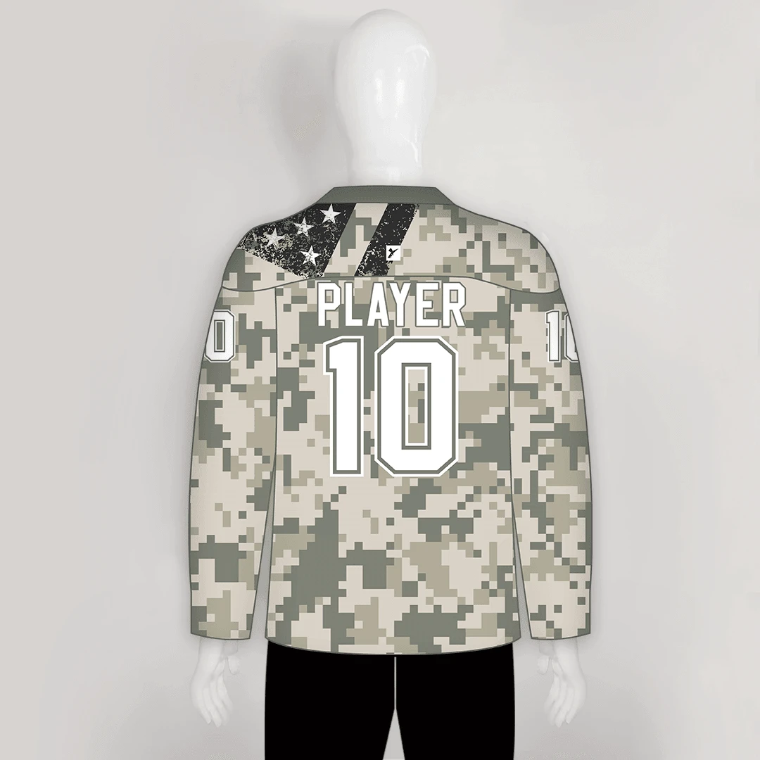 HJZ121 American Flag US Army Camo Sublimated Custom Hockey Jerseys 2 HJZ121 American Flag US Army Camo Sublimated Custom Hockey Jerseys - Image 2