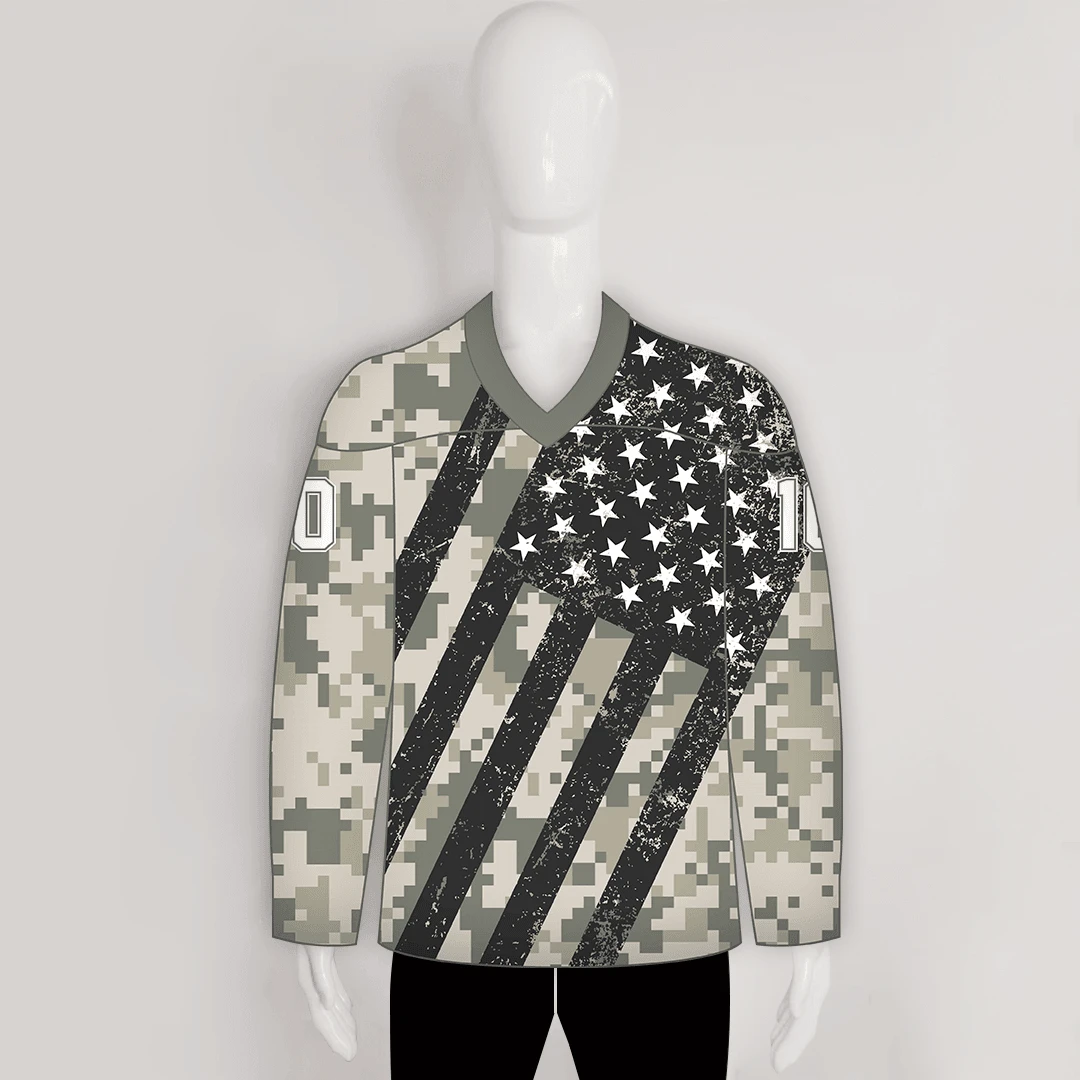 HJZ121 American Flag US Army Camo Sublimated Custom Hockey Jerseys 1 HJZ121 American Flag US Army Camo Sublimated Custom Hockey Jerseys