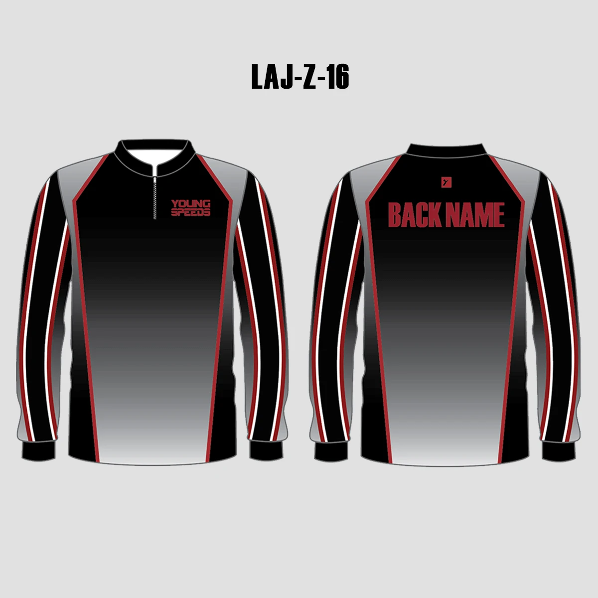 LAJZ16 Gradient Gray Black Custom Long Sleeve Blank Archery Jerseys 3 LAJZ16 Gradient Gray Black Custom Long Sleeve Blank Archery Jerseys - Image 3