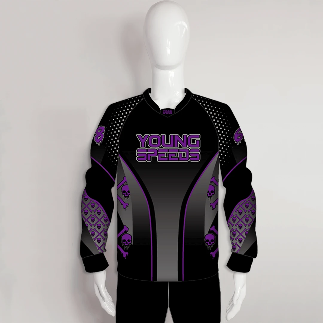 PJZ17 Skull & Bone Black Purple Grey Custom Paintball Jerseys 1 PJZ17 Skull & Bone Black Purple Grey Custom Paintball Jerseys