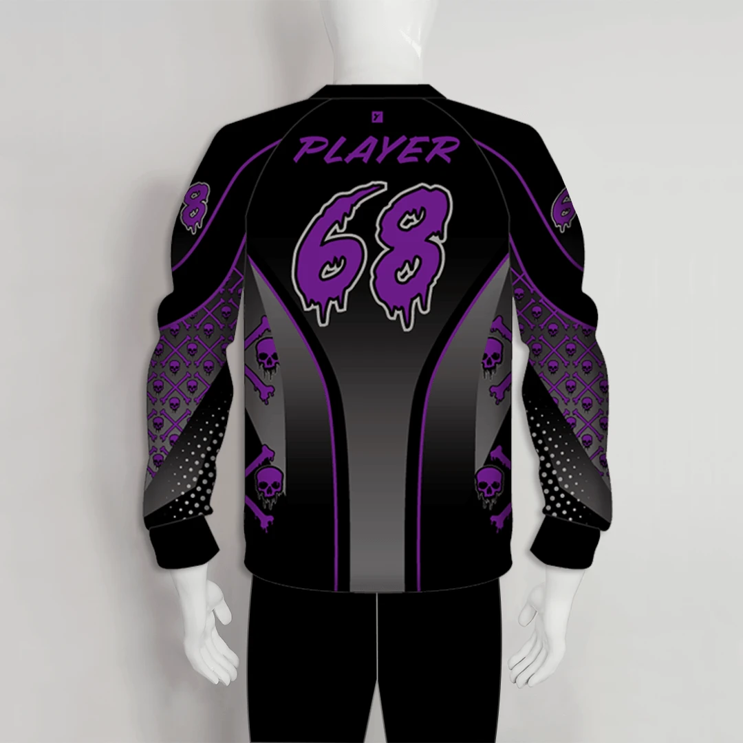 PJZ17 Skull & Bone Black Purple Grey Custom Paintball Jerseys 2 PJZ17 Skull & Bone Black Purple Grey Custom Paintball Jerseys - Image 2