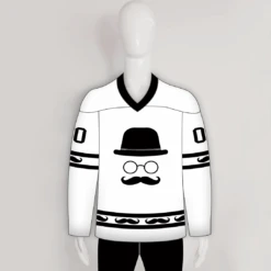 HJZ41 Beard Black White Sublimated Custom Hockey Jerseys