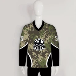 HJZ251 Army Camo Veteran Sublimated Custom Made Hockey Jerseys