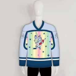 HJZ289 Angry Unicorn With Hockey Stick Custom Hockey Jerseys