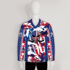 HJZ292 Abstract American Flag Custom Sublimated Hockey Jerseys