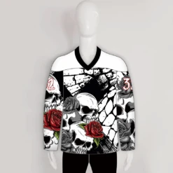 HJZ303 Skull And Rose Custom Team Hockey Jerseys