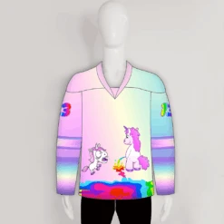 HJZ308 Unicorn Pissing Rainbow Hilarious Custom Hockey Jerseys