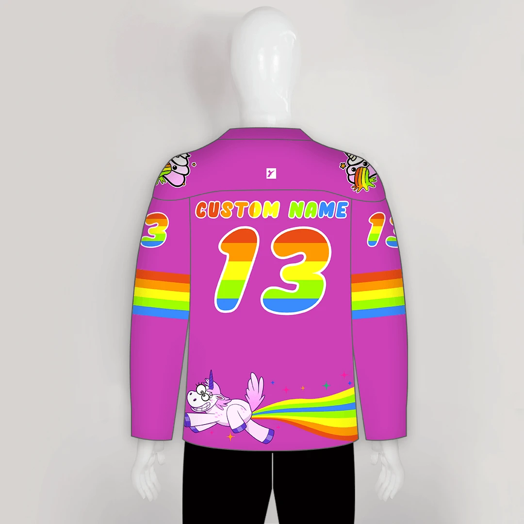 HJZ309 Pooping Unicorn Custom Funny Hockey Jerseys 2 HJZ309 Pooping Unicorn Custom Funny Hockey Jerseys - Image 2