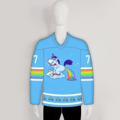 HJZ321 Funny Unicorn Pooping Rainbow Custom Hockey Jerseys