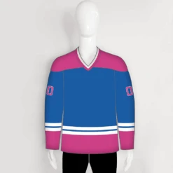 HJZ54 Blue And Pink Custom Sublimated Hockey Jerseys