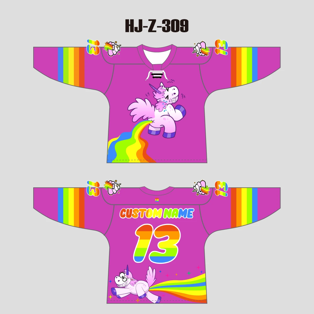 HJZ309 Pooping Unicorn Custom Funny Hockey Jerseys 3 HJZ309 Pooping Unicorn Custom Funny Hockey Jerseys - Image 3