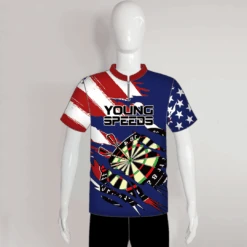 DSX1 Patriotic Distressed Dartboard Sublimated Custom Darts Shirts