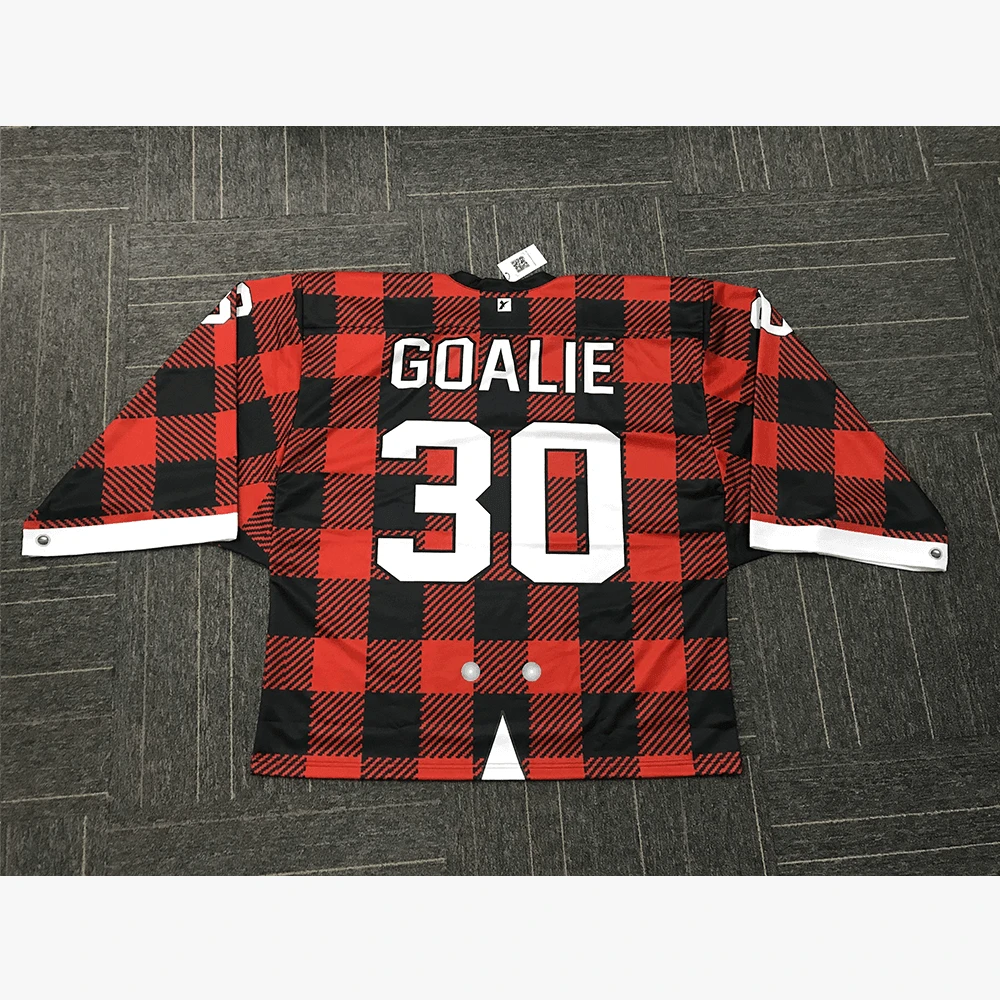HJZ118 Lumberjack Plaid Sublimated Custom Hockey Goalie Jerseys 5 HJZ118 Lumberjack Plaid Sublimated Custom Hockey Goalie Jerseys - Image 5