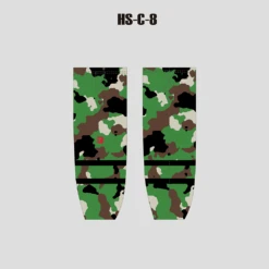 HSC8 Sublimated Custom Green Camo Hockey Socks