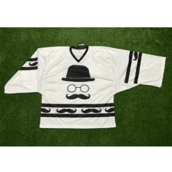 HJZ41 Beard Black White Sublimated Custom Hockey Jerseys -YoungSpeeds Shop w
