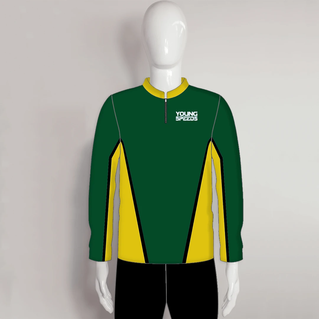 LAJZ13 Green Gold Long Sleeve Custom Archery Club Archer Jerseys 1 LAJZ13 Green Gold Long Sleeve Custom Archery Club Archer Jerseys