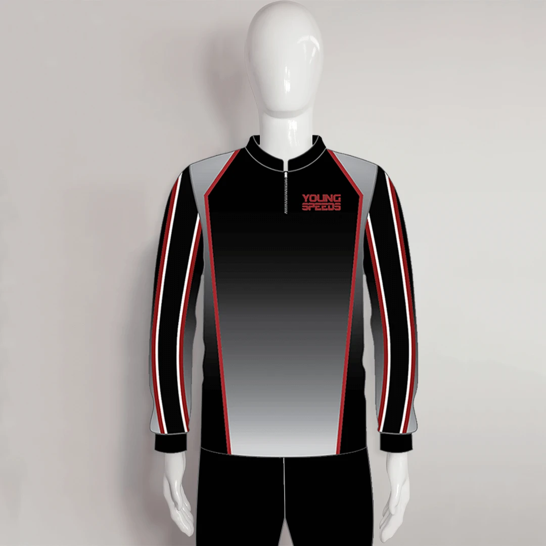 LAJZ16 Gradient Gray Black Custom Long Sleeve Blank Archery Jerseys 1 LAJZ16 Gradient Gray Black Custom Long Sleeve Blank Archery Jerseys