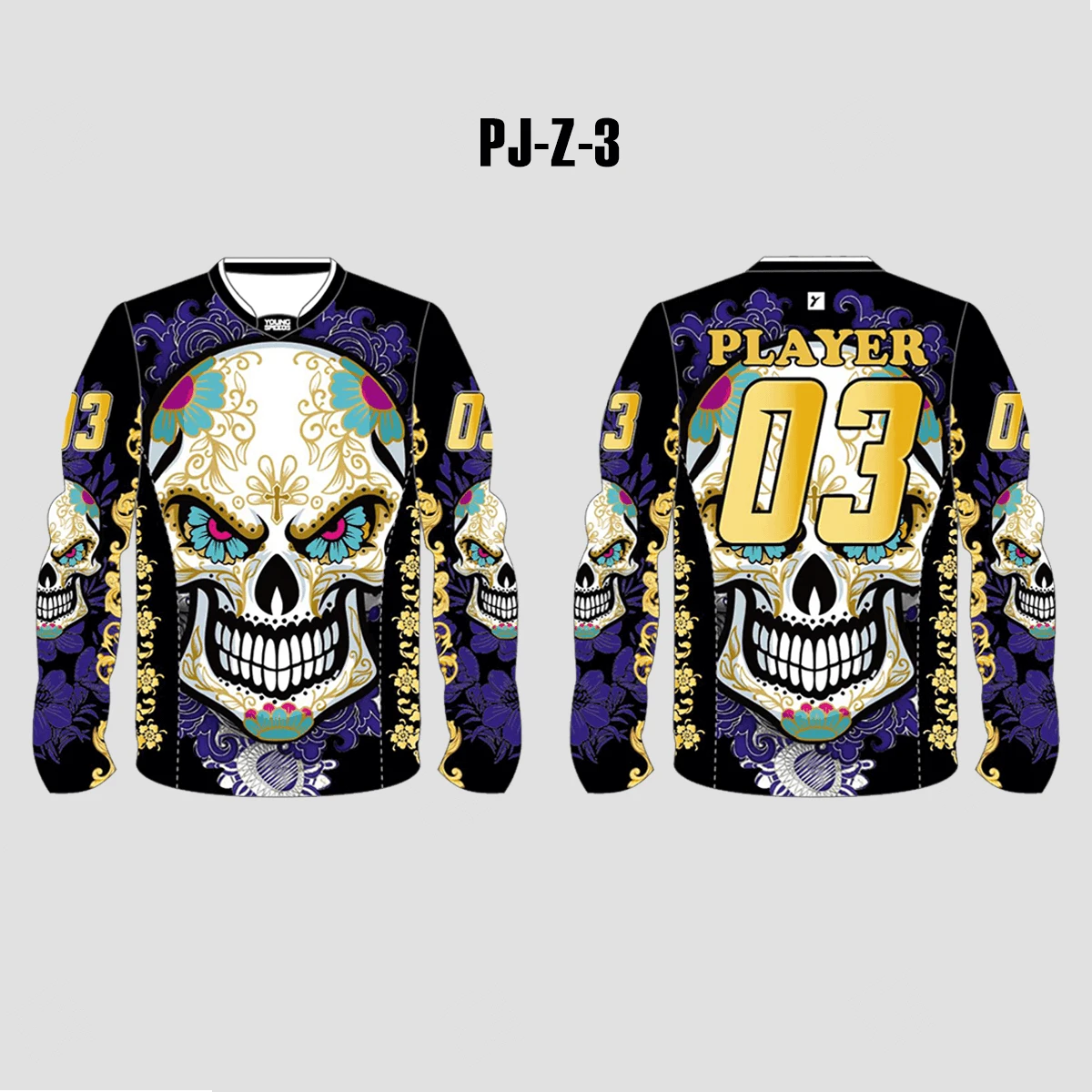 PJZ3 Purple Black Angry Sugar Skull Cool Custom Paintball Jerseys 3 PJZ3 Purple Black Angry Sugar Skull Cool Custom Paintball Jerseys - Image 3
